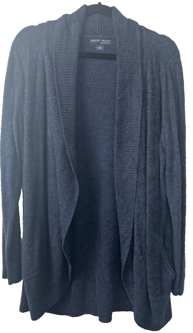 Barefoot Dreams CozyChic Lite Circle Cardigan Sweater 1X Blue Heather Pkts D29